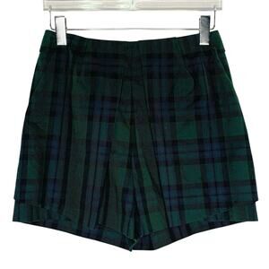 Saint + Sofia Black Watch Tartan Skirt 6 Blue Black Pleated Retro Preppy